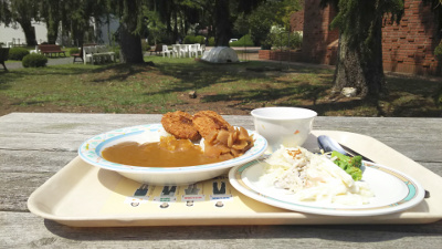 ヒレカツカレーとサラダ